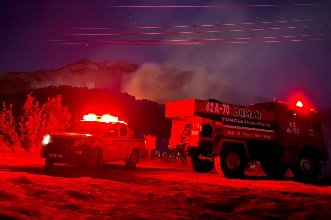 Tunceli'de saat 16.00'da çıkan orman yangını devam ediyor